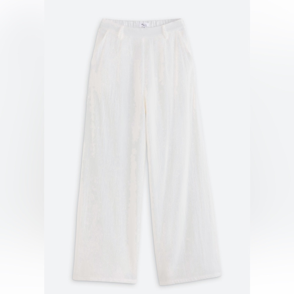 Chic White Wide Leg Women's Pants